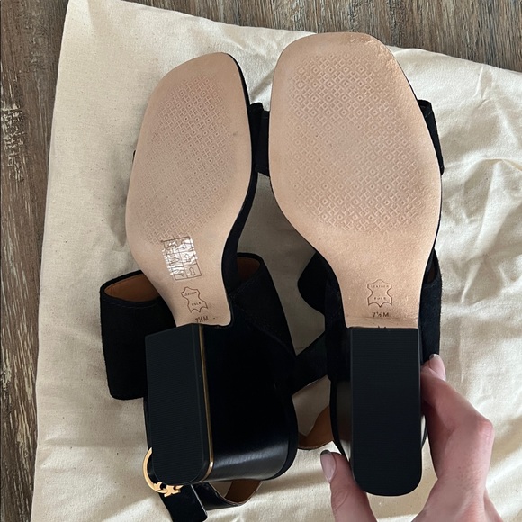 Tory Burch Black Suede Wedge Heels - Authentic - Picture 3 of 4